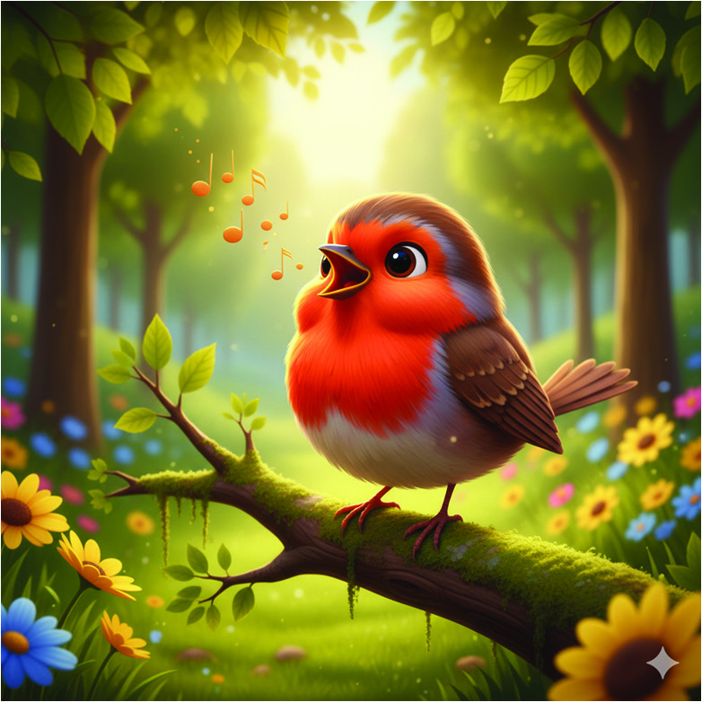 A small bird with a red chest.
